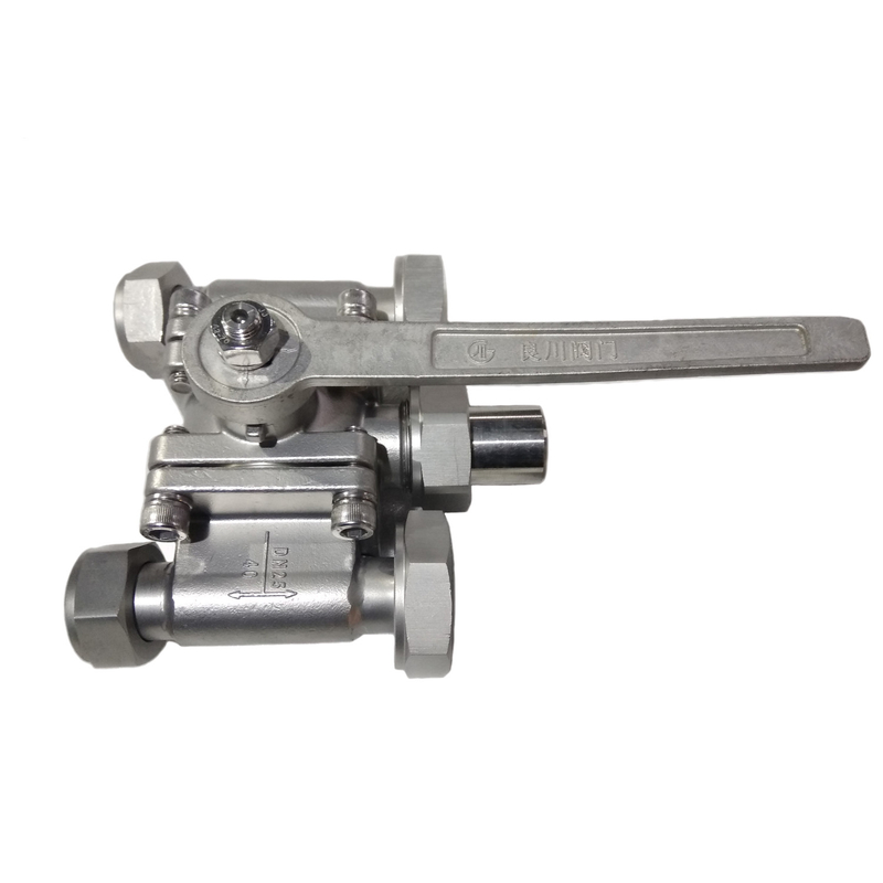 Valve à bille à trois voies cryogénique en acier inoxydable avec disque de rupture LNG/LOX/LN2/LAR