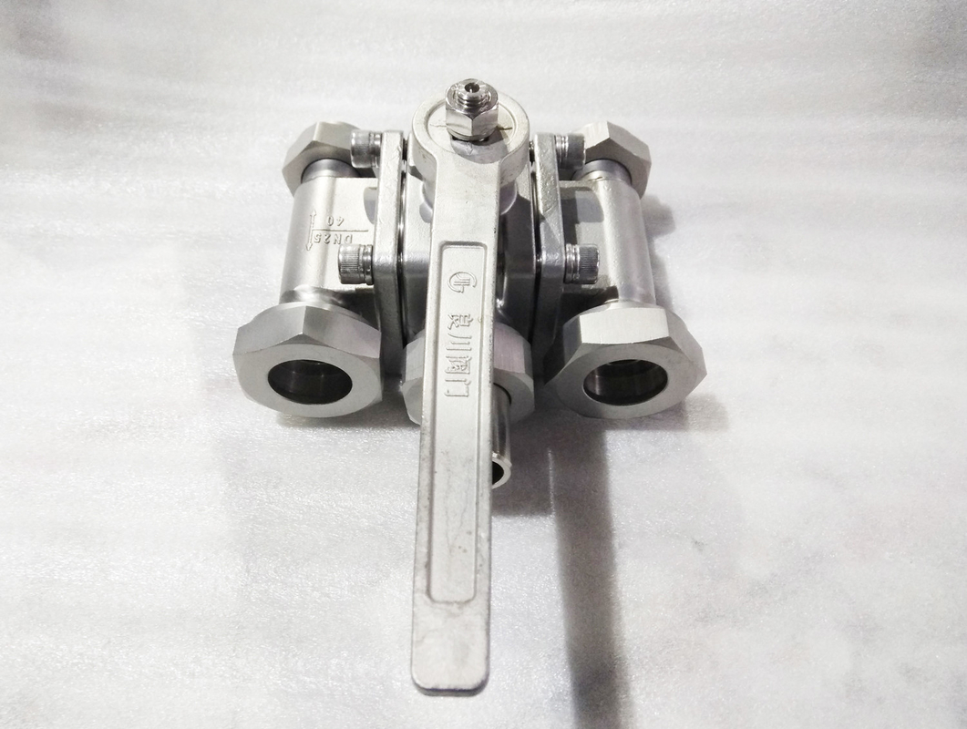 Valve à bille à trois voies cryogénique en acier inoxydable avec disque de rupture LNG/LOX/LN2/LAR