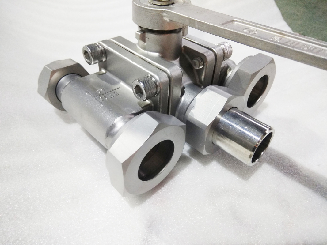 Valve à bille à trois voies cryogénique en acier inoxydable avec disque de rupture LNG/LOX/LN2/LAR