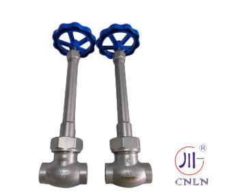 DN40 Cryogénique Long Stem globe Valve PTFE Valve CF8 CF3 Volant bleu pour les gaz spéciaux