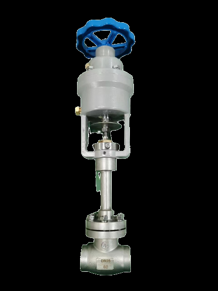 Vanne globe cryogénique pneumatique avec joint PTFE et corps CF8/CF3 pour arrêt d'urgence à 5,0 MPa dans les applications GNL/LOX/LIN