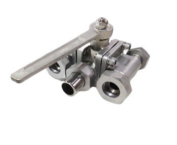Vanne à Bille 3 Voies En Acier Inox 304 Type L - Filetage Femelle 3/4" DN20 - Pour Eau, Huile, Air - Pression PN1.6